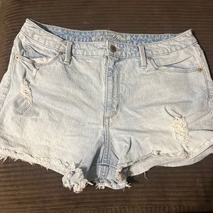 Universal Thread Distressed High Rise Raw Hem Denim Shorts Size 12